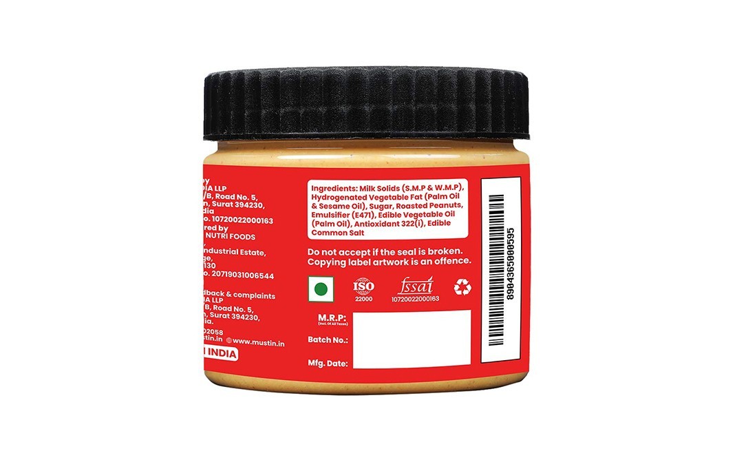Mustin Strawberry Peanut Butter Creamy   Plastic Jar  340 grams